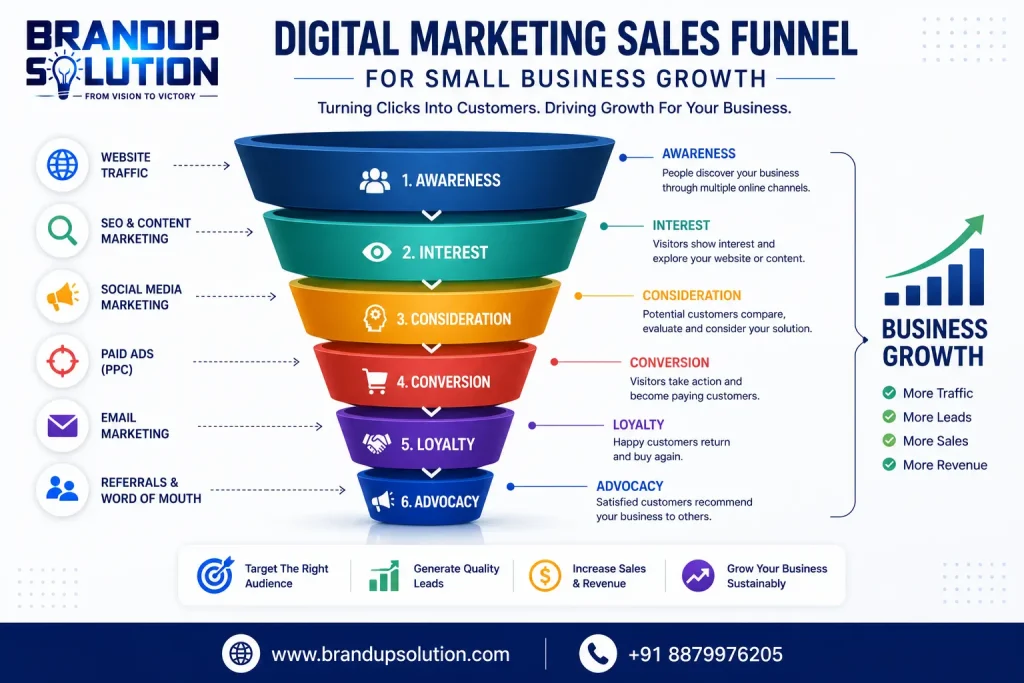 Digital marketing sales funnel for small business growth